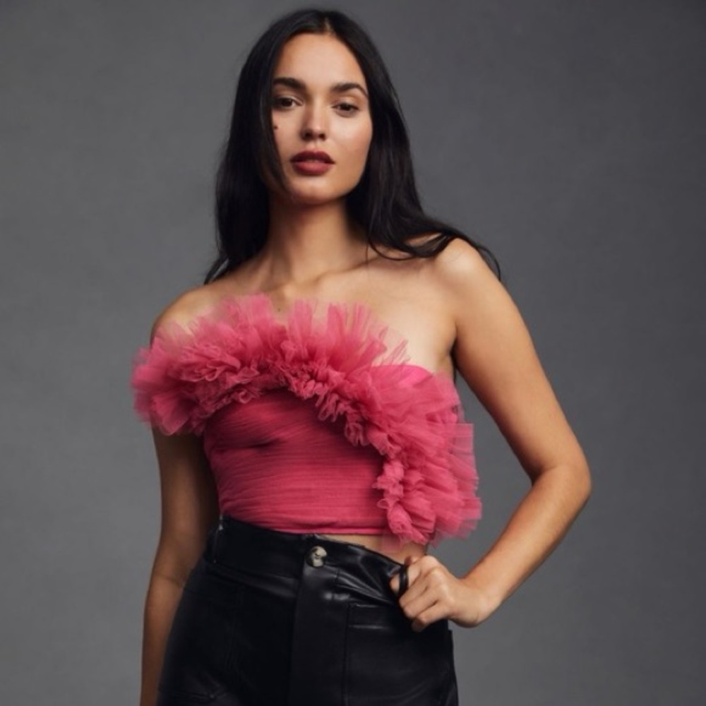 Anthropologie Ranna Gill Strapless Tulle Top coquette sexy - Picture 9 of 9